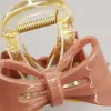 Cute pink bow hair clip, simple Korean-style hair accessory for girls, hair accessory clip, hair accessory, hair accessory Application Scenario